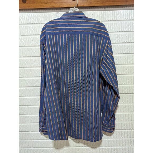 Bugatchi Men's Blue & Yellow Striped Long Sleeve Button Down Shirt Size 2XL - Picture 7 of 9